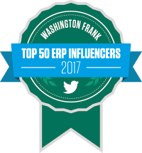 Top 50 ERP Influencers Badge from Washington Frank