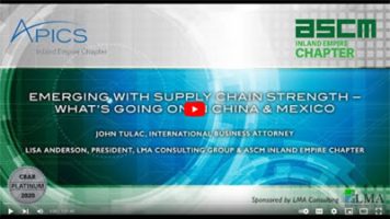 John Tulac, International Business Attorney: what's going on in China, Mexico and the world and how it relates to supply chain