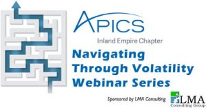 Promotional image for our webinar series on navigating through volatility, featuring topics on COVID-19 impact, supply chains, and more