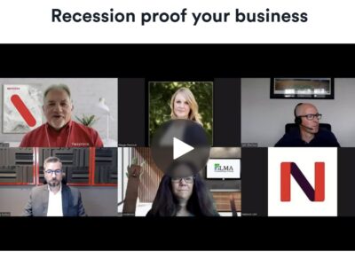 Recession Proofing Strategies for the Supply Chain Webinar graphic: Strategies to make your supply chain recession-proof. Learn tools & tactics for resilience.