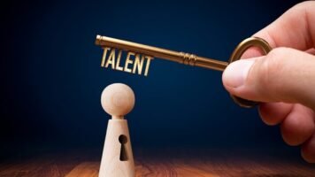 Business professionals discussing talent retention strategies amid the pandemic