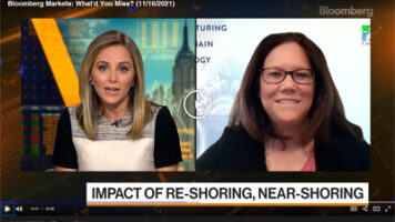 Lisa Anderson discusses reshoring, near-shoring's consumer impact, cost differences from Asia, and supply chain solutions in Bloomberg interview