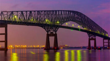 Photo showing the Francis Scott Key Bridge before the collapse which has an impact on supply chain logistics