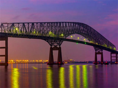 Photo showing the Francis Scott Key Bridge before the collapse which has an impact on supply chain logistics