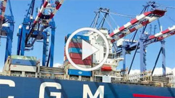 Container ship at port highlighting supply chain chokepoints and congestion impacting global goods movement and logistics flow